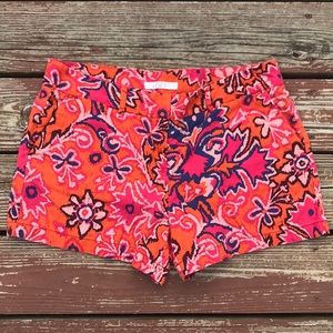 LOFT Patterned Shorts Linen Cotton Blend